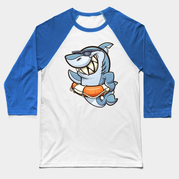 Lifesaver shark Baseball T-Shirt by memoangeles